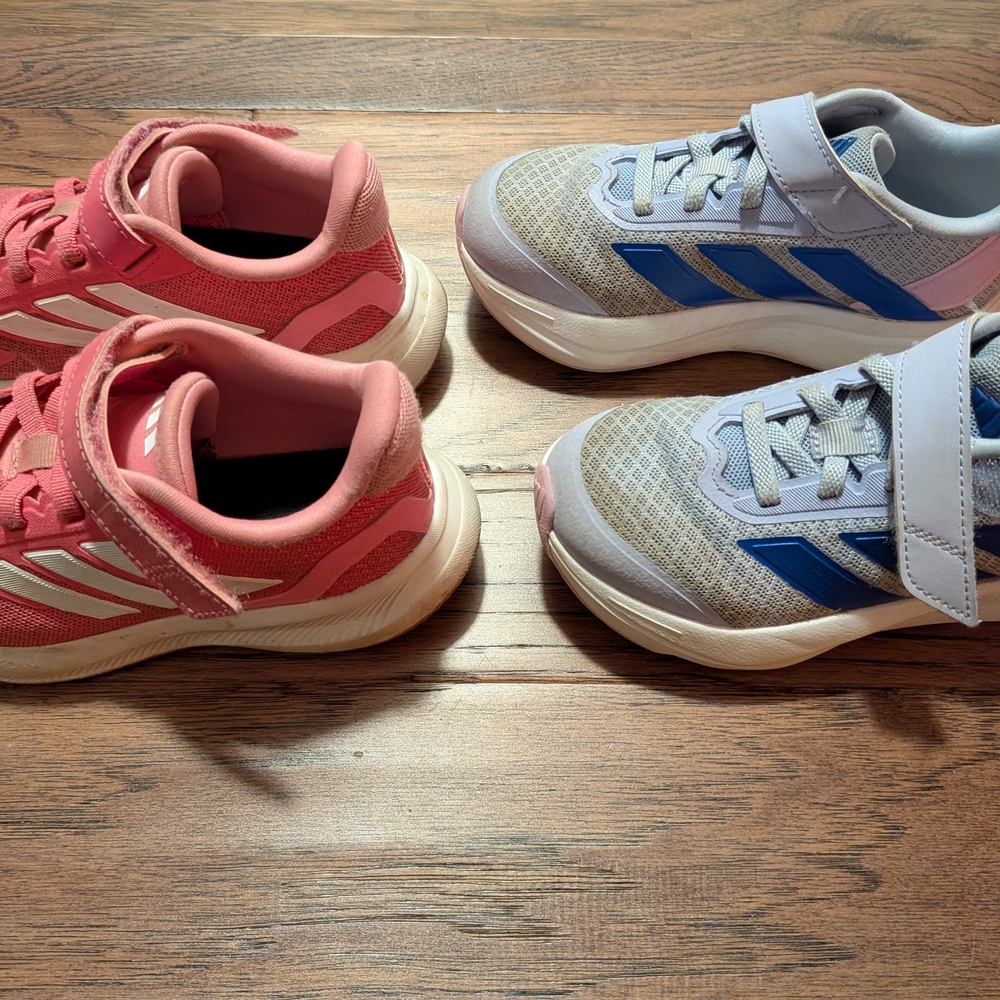 Adidas Kids Sneakers - Pink and Gray with Blue Accents
